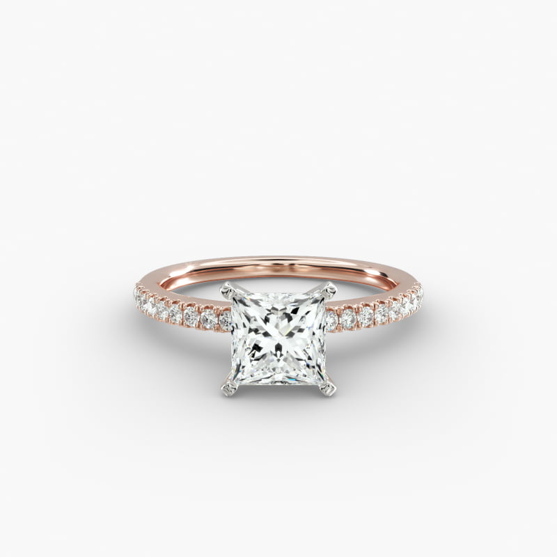 Riviera Pavé Lab-Grown Diamond Engagement Ring in 14k Rose Gold (1/6 ct. tw.)