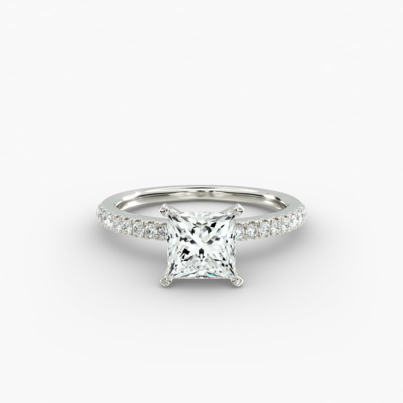 Riviera Pavé Diamond Engagement Ring in 14k White Gold (1/6 ct. tw.)