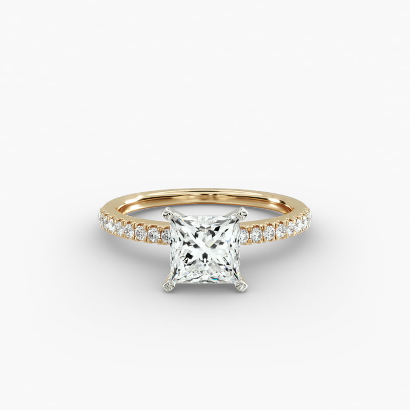 Riviera Pavé Lab-Grown Diamond Engagement Ring in 14K Yellow Gold (1/6 ct. tw.)