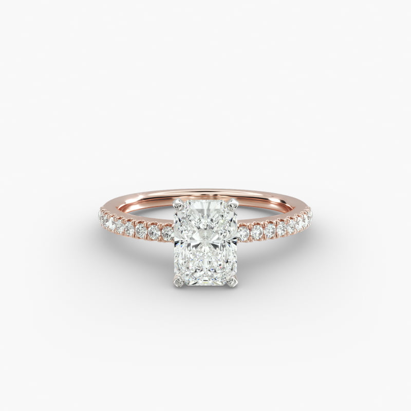 Riviera Pavé Lab-Grown Diamond Engagement Ring in 14k Rose Gold (1/6 ct. tw.)