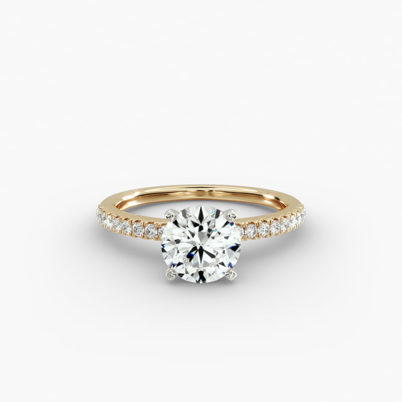 Riviera Pavé Lab-Grown Diamond Engagement Ring in 14K Yellow Gold (1/6 ct. tw.)