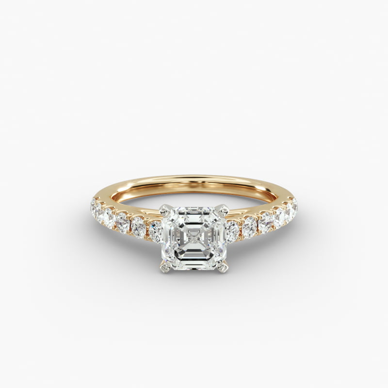 Riviera Cathedral Pavé Lab-Grown Diamond Engagement Ring in 14K Yellow Gold (1/2 ct. tw.)