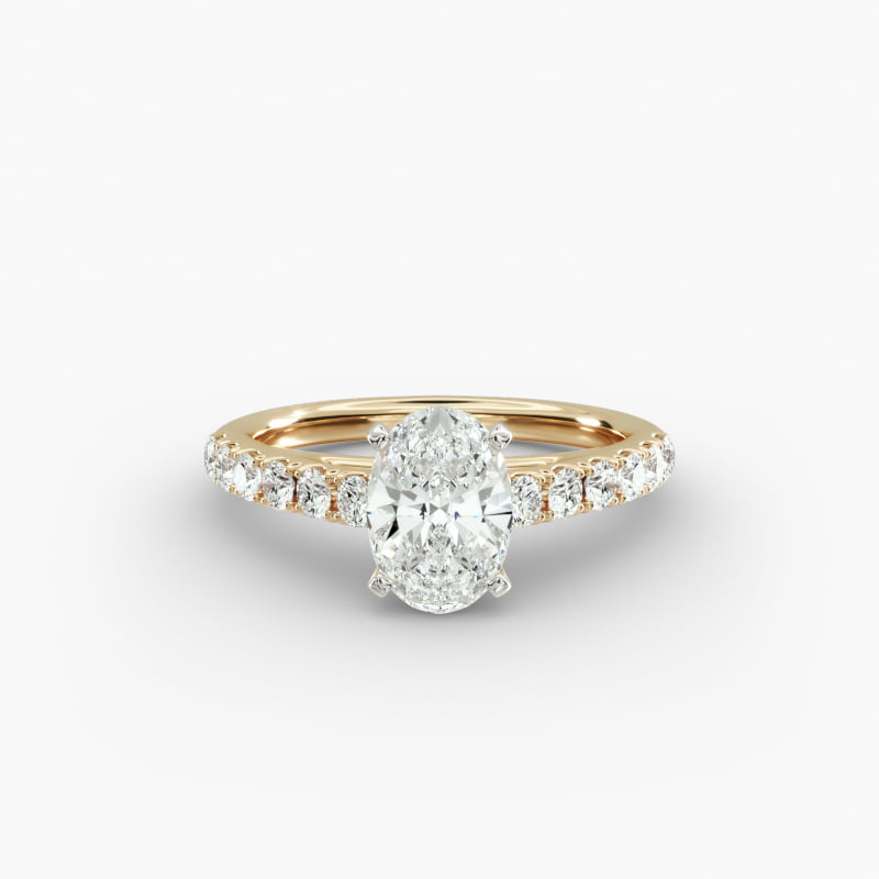 Riviera Cathedral Pavé Lab-Grown Diamond Engagement Ring in 14K Yellow Gold (1/2 ct. tw.)