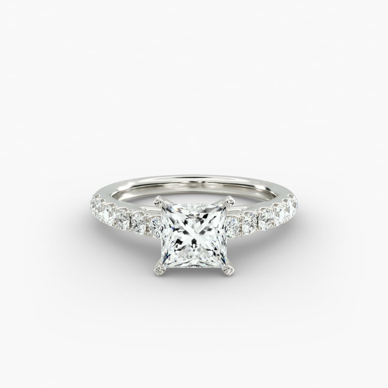Riviera Cathedral Pavé Diamond Engagement Ring in 14k White Gold (1/2 ct. tw.)