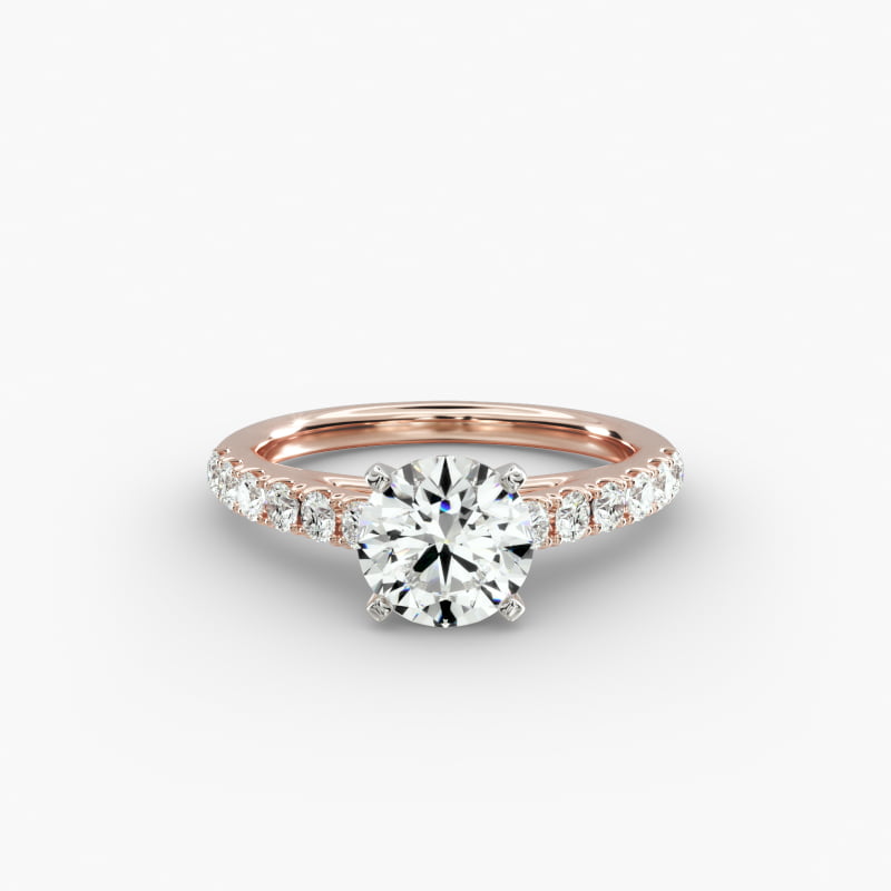 Riviera Cathedral Pavé Lab-Grown Diamond Engagement Ring in 14k Rose Gold (1/2 ct. tw.)