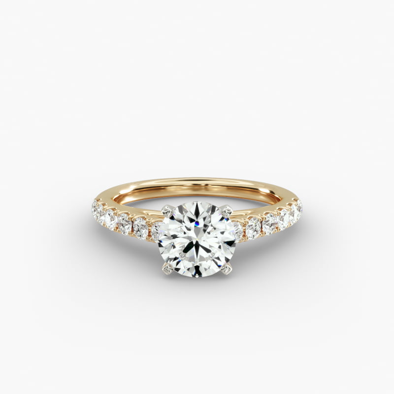 Riviera Cathedral Pavé Lab-Grown Diamond Engagement Ring in 14K Yellow Gold (1/2 ct. tw.)