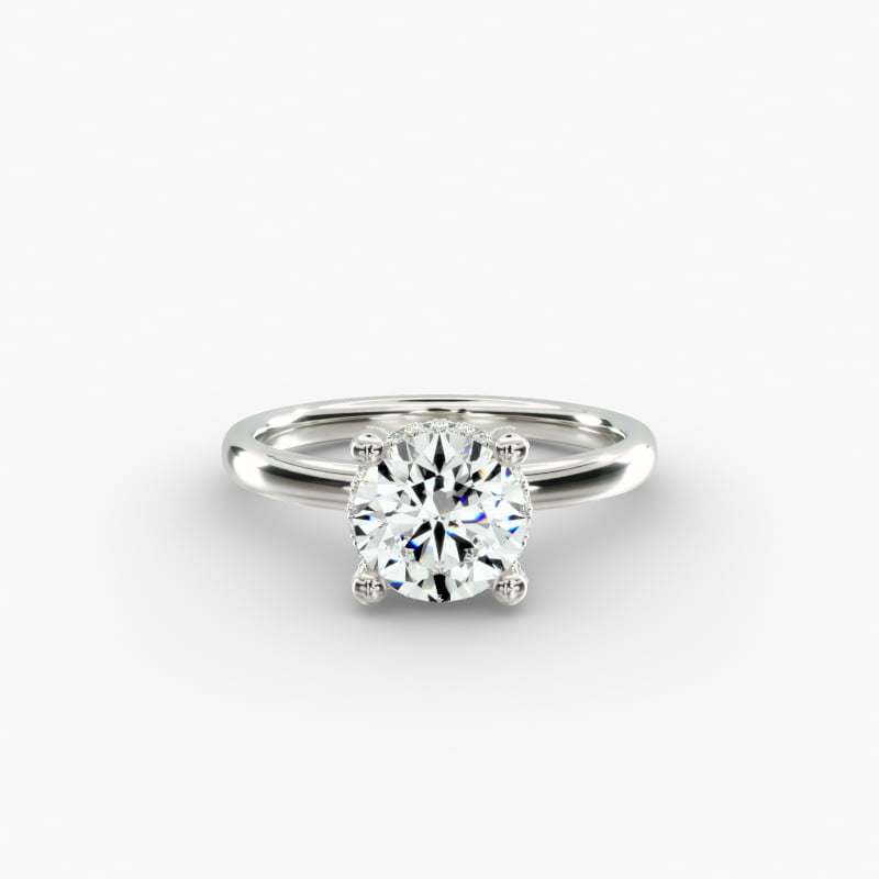 Blue Nile Studio French Pavé Diamond Crown Solitaire Engagement Ring in 14k White Gold (1/6 ct. tw.)
