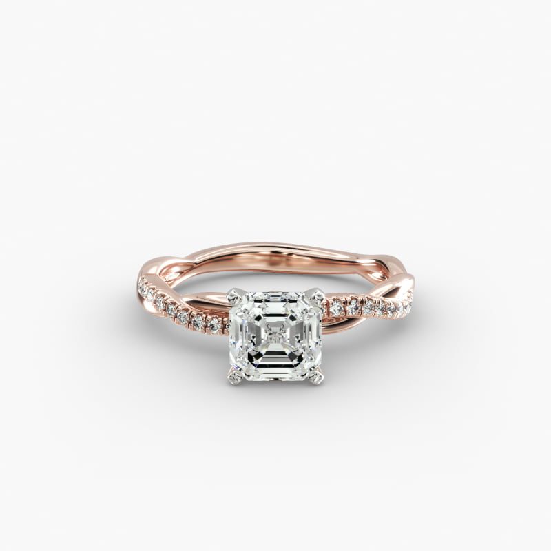 Petite Twist Lab-Grown Diamond Engagement Ring in 14k Rose Gold (1/10 ct. tw.)