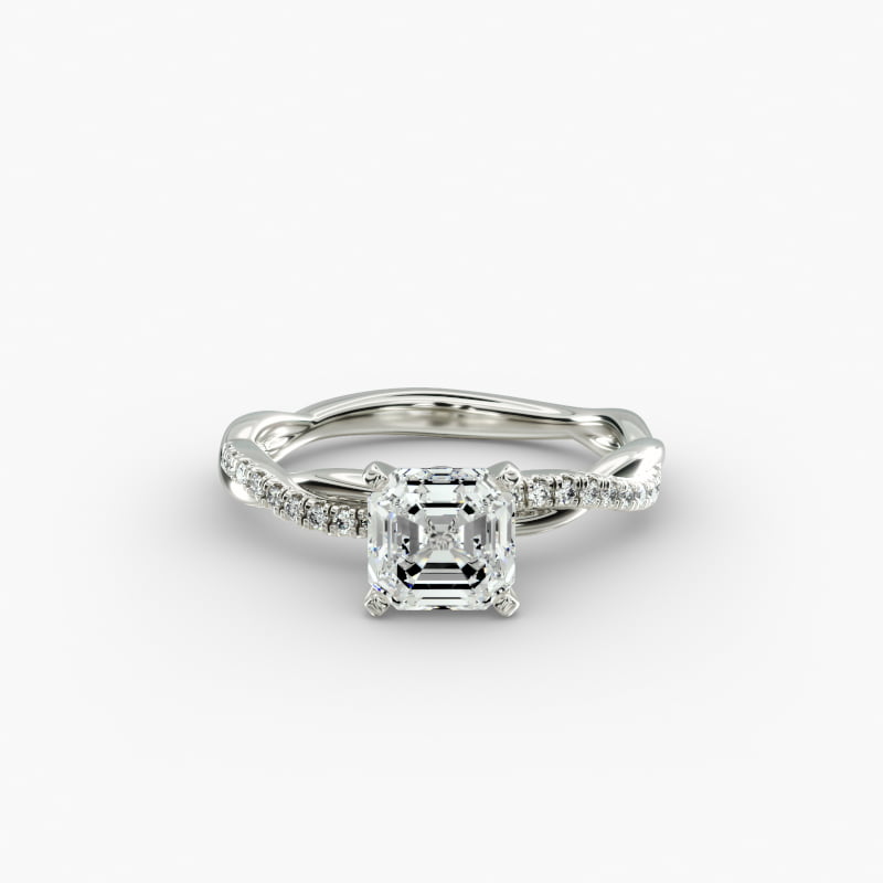 Petite Twist Diamond Engagement Ring in 14k White Gold (1/10 ct. tw.)