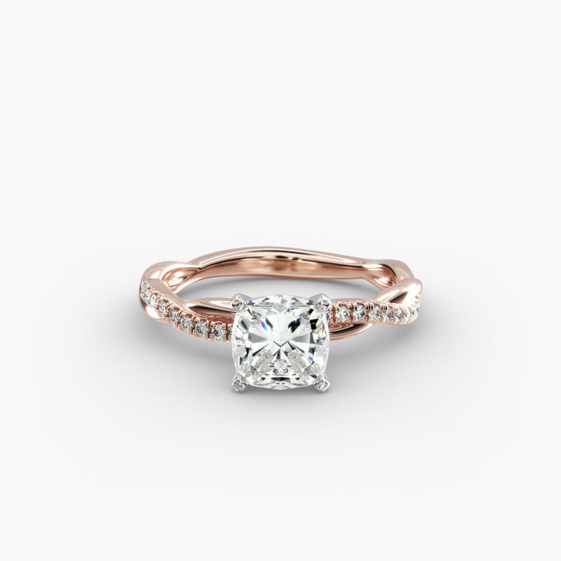 Petite Twist Lab-Grown Diamond Engagement Ring in 14k Rose Gold (1/10 ct. tw.)