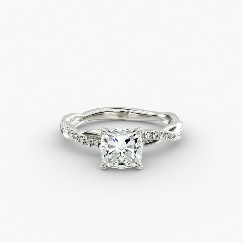Petite Twist Diamond Engagement Ring in 14k White Gold (1/10 ct. tw.)