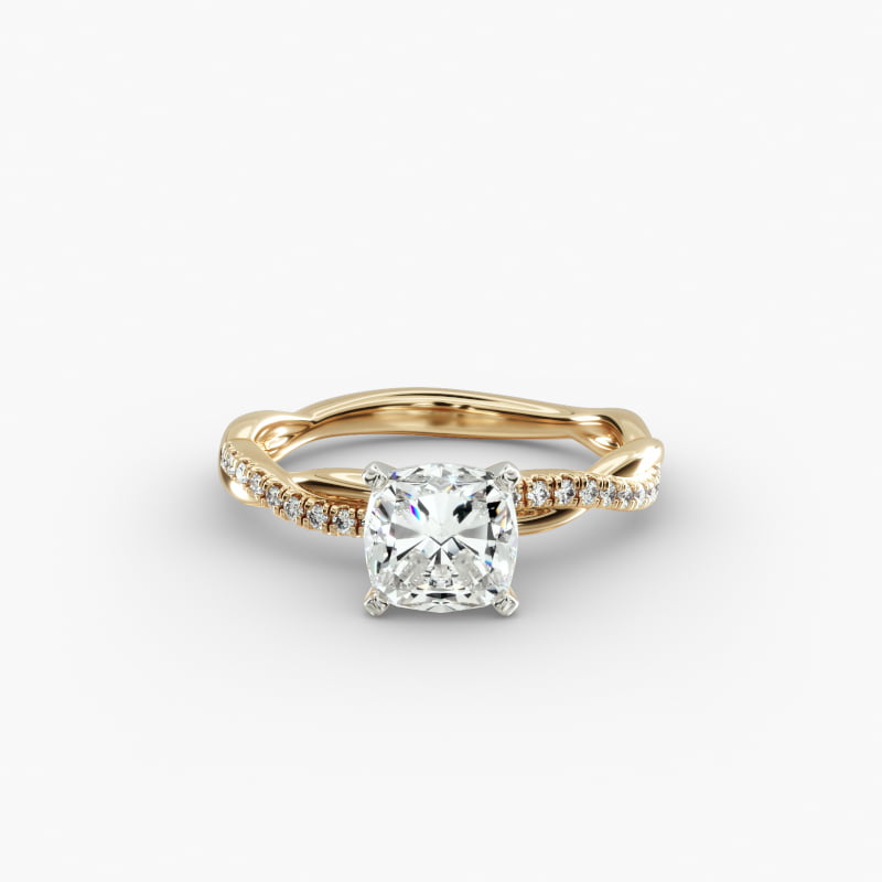 Petite Twist Lab-Grown Diamond Engagement Ring in 14k Yellow Gold (1/10 ct. tw.)