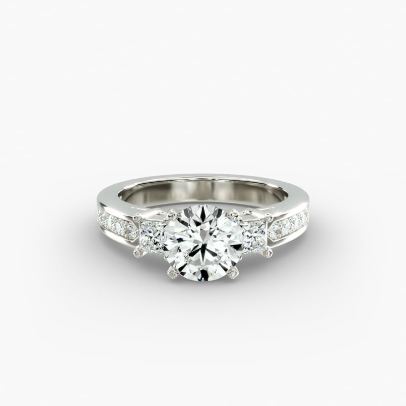 Trio Princess Cut Pavé Diamond Engagement Ring in 14k White Gold (1/3 ct. tw.)