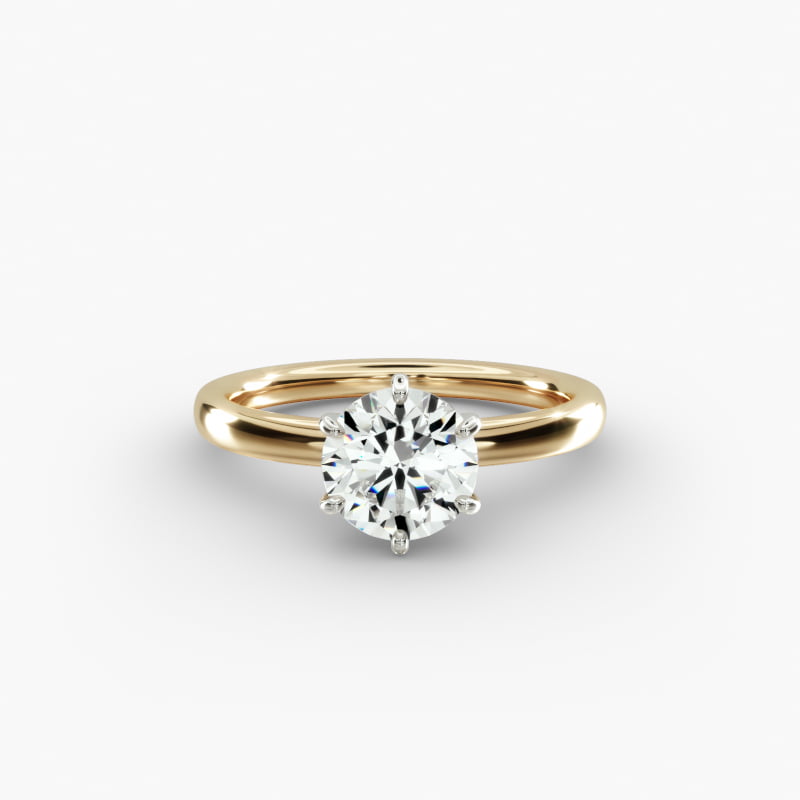 Six-Prong Low Dome Comfort Fit Solitaire Engagement Ring in 14K Yellow Gold (2mm)