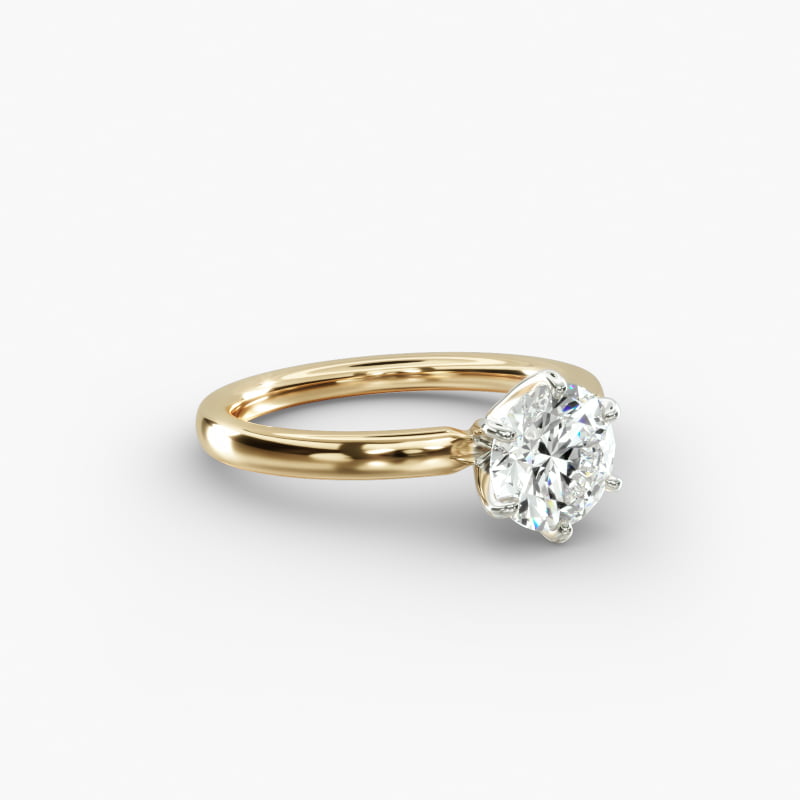 Six -Prong Low Dome Comfort Fit Solitaire Engagement Ring in 18k Yellow Gold (2mm)
