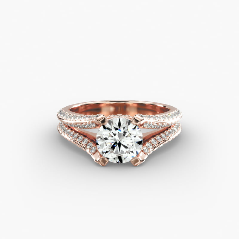 Bella Vaughan for Blue Nile Seattle Split Shank Double Pavé Diamond Engagement Ring in 14k Rose Gold (3/4 ct. tw.)