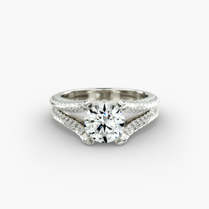 Bella Vaughan for Blue Nile Seattle Split Shank Double Pavé Diamond Engagement Ring in 14k White Gold (3/4 ct. tw.)