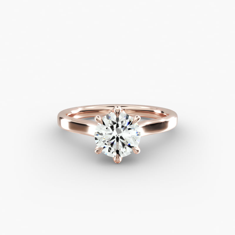 The Gallery Collection Six-Prong Trellis Solitaire Diamond Engagement Ring in 14k Rose Gold
