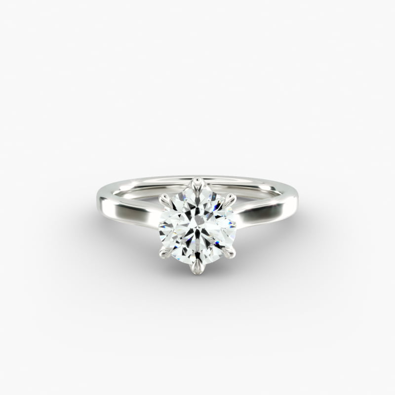 The Gallery Collection Six-Prong Trellis Solitaire Diamond Engagement Ring in Platinum
