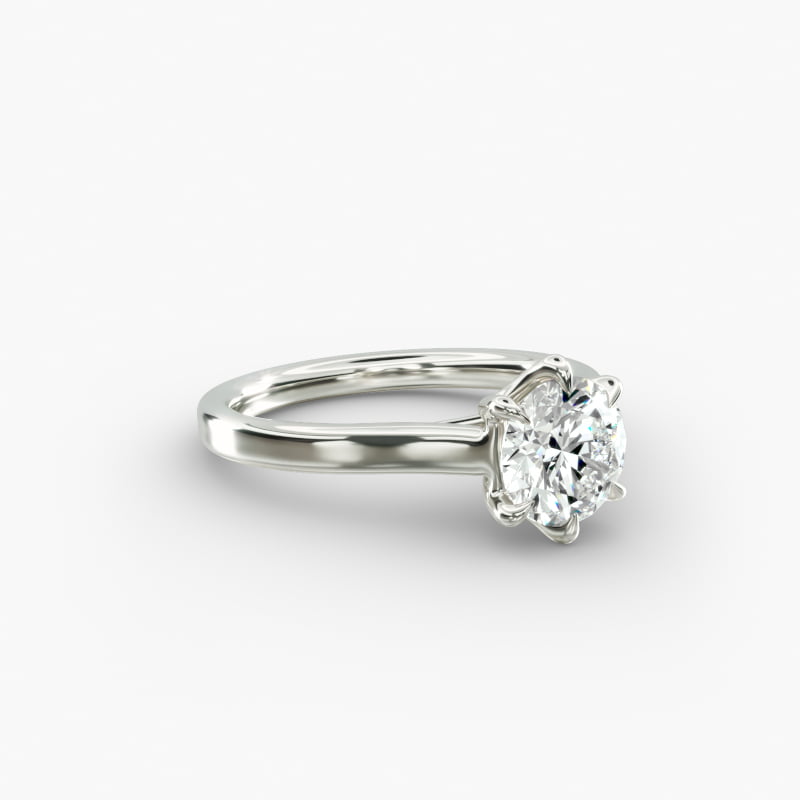 The Gallery Collection Six-Prong Trellis Solitaire Diamond Engagement Ring in 18k White Gold
