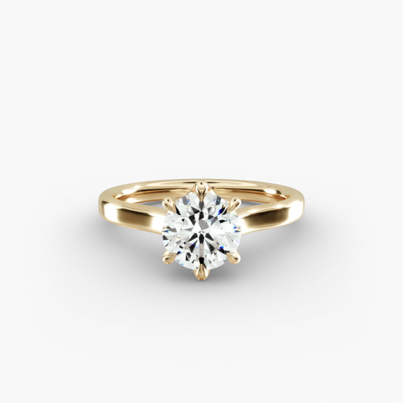 The Gallery Collection Six-Prong Trellis Solitaire Diamond Engagement Ring in 18k Yellow Gold