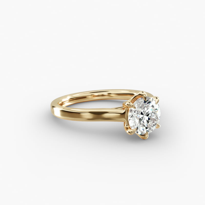 The Gallery Collection Six-Prong Trellis Solitaire Diamond Engagement Ring in 14K Yellow Gold
