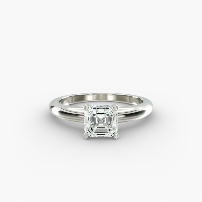 Classic Simple Solitaire Engagement Ring in 14k White Gold
