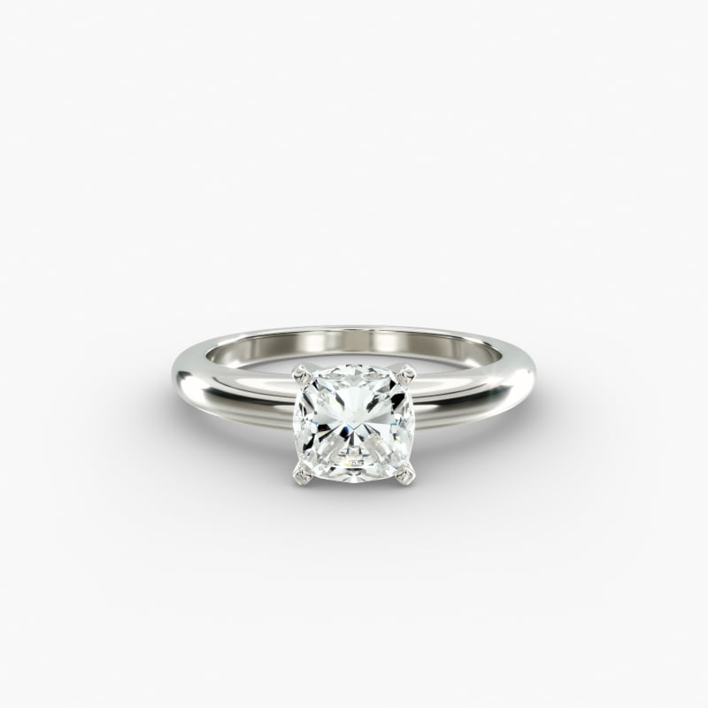 Classic Simple Solitaire Engagement Ring in 14k White Gold