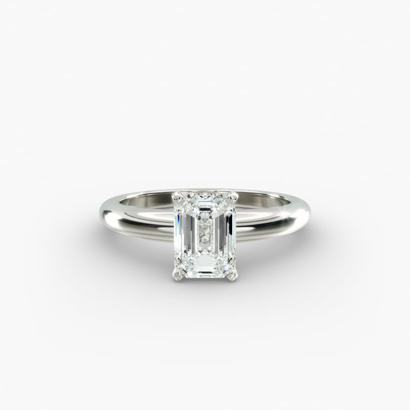 Classic Simple Solitaire Engagement Ring in 14k White Gold