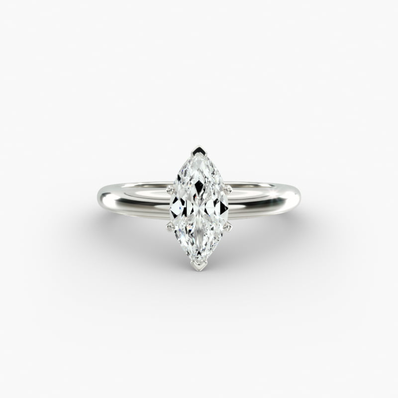 Classic Simple Solitaire Engagement Ring in 14k White Gold
