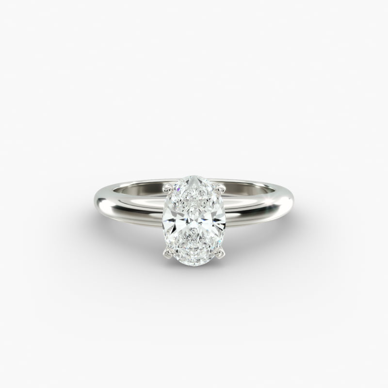 Classic Simple Solitaire Engagement Ring in 14k White Gold