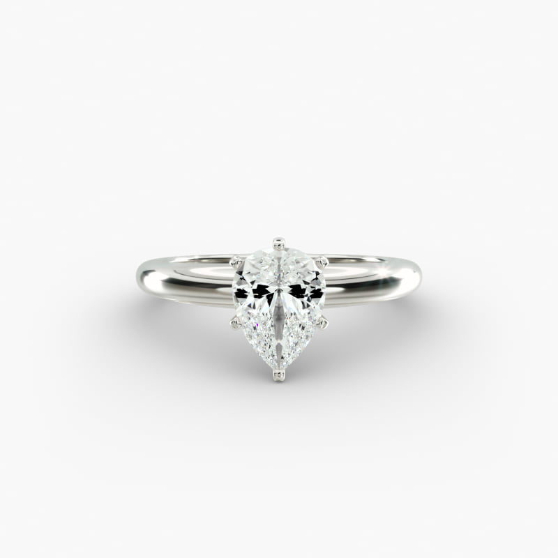 Classic Simple Solitaire Engagement Ring in 14k White Gold