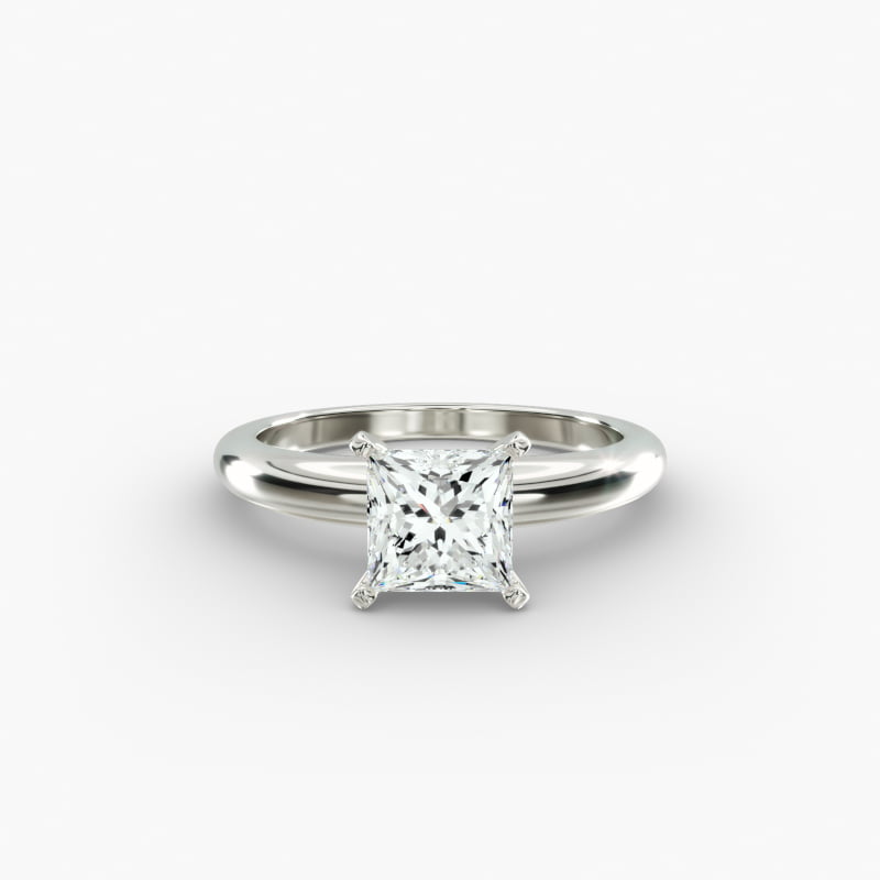 Classic Simple Solitaire Engagement Ring in 14k White Gold
