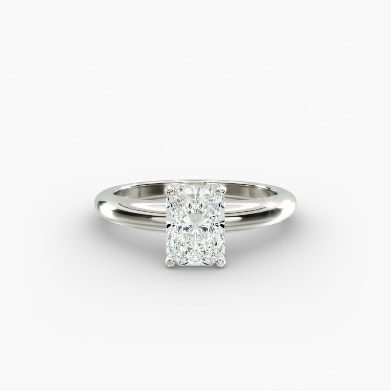 Classic Simple Solitaire Engagement Ring in 14k White Gold