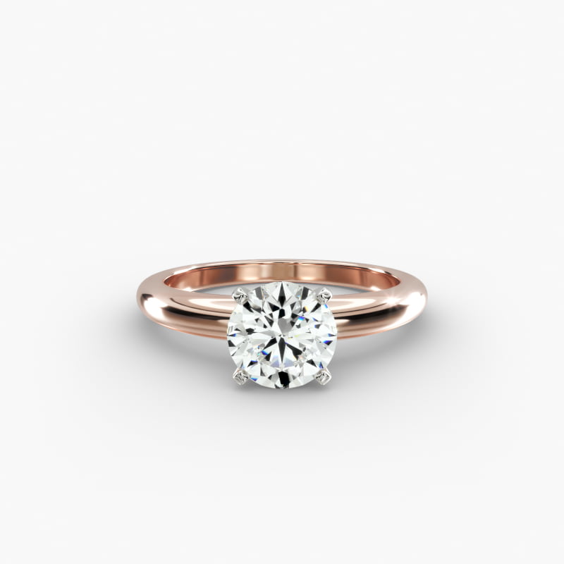 Classic Simple Solitaire Engagement Ring in 14k Rose Gold