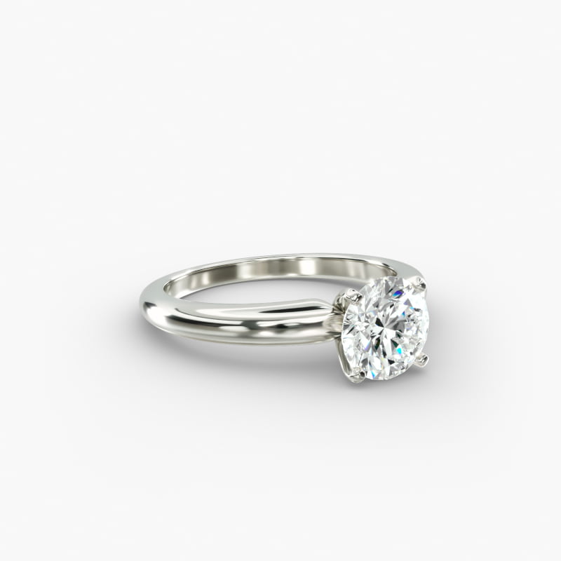 Classic Simple Solitaire Engagement Ring in 14k White Gold