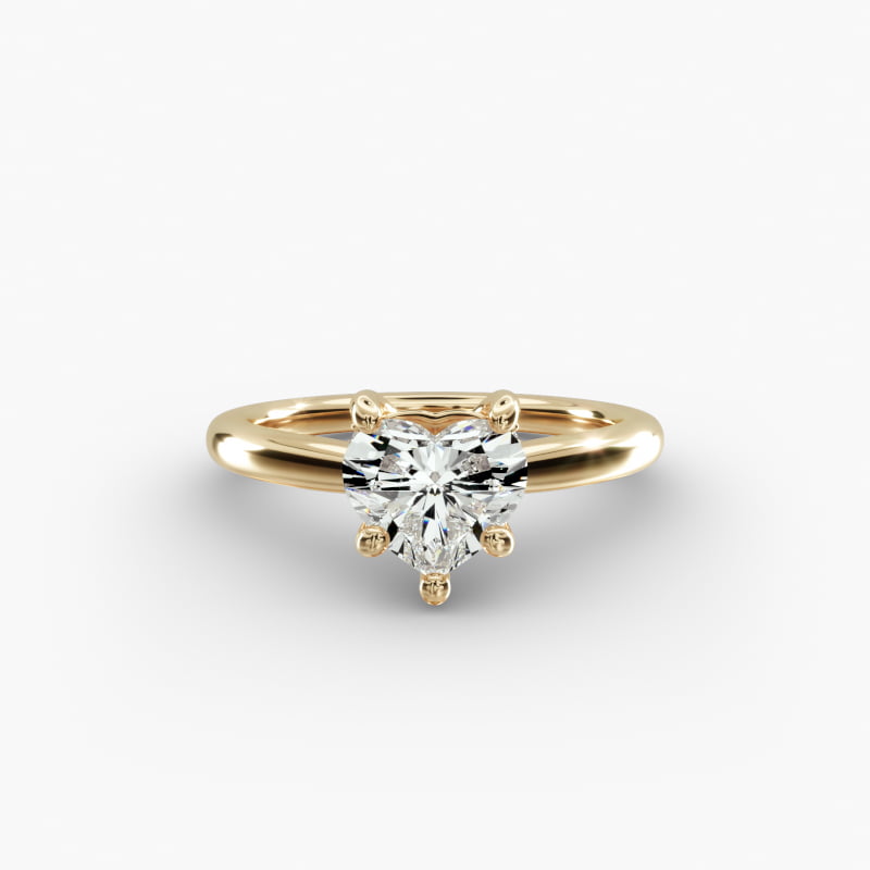 Petite Hidden Halo Solitaire Plus Diamond Engagement Ring in 14k Yellow Gold