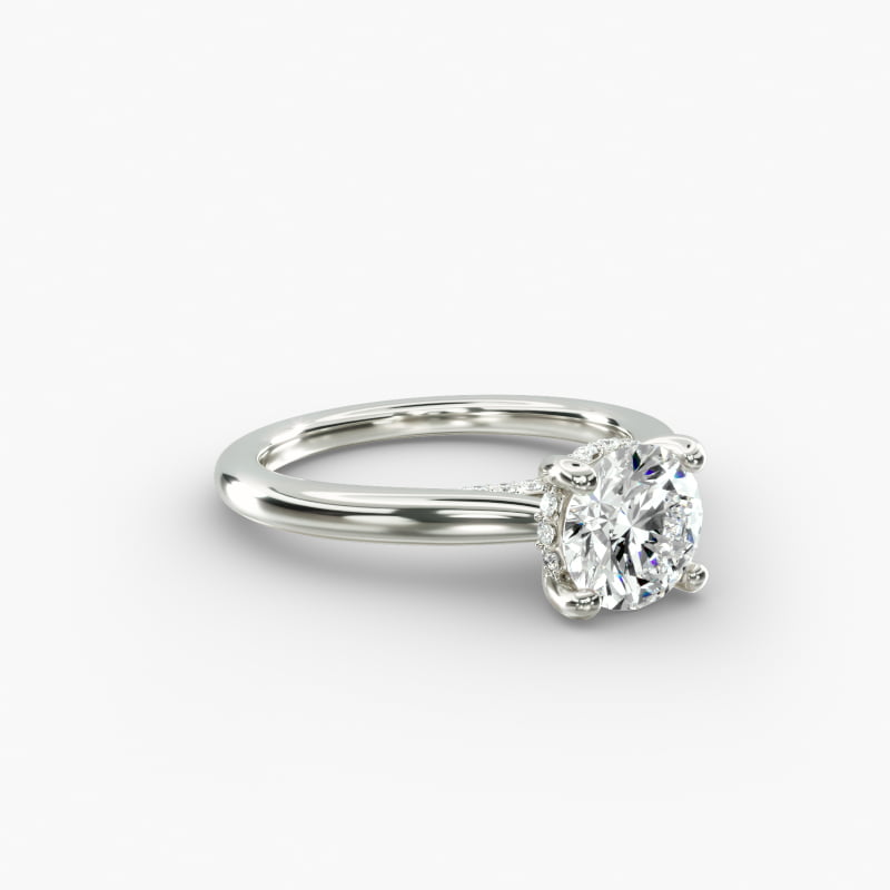 Petite Hidden Halo Solitaire Plus Diamond Engagement Ring in Platinum