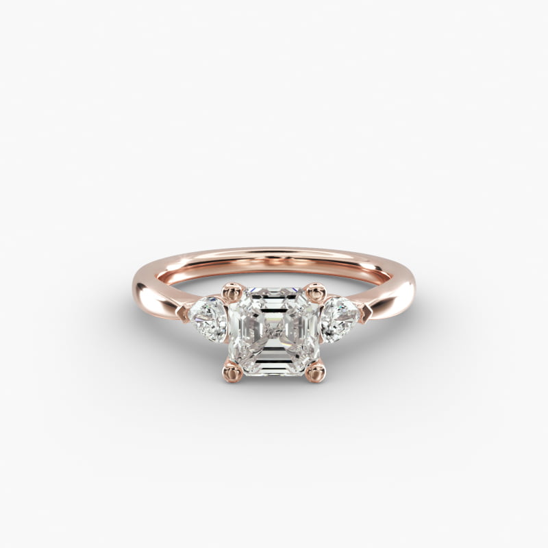 Pear Sidestone Lab-Grown Diamond Engagement Ring in 14k Rose Gold (1/4 ct. tw.)