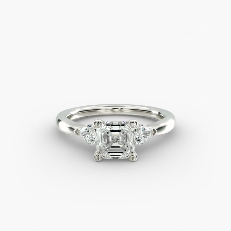 Pear Sidestone Lab-Grown Diamond Engagement Ring in 14k White Gold (1/4 ct. tw.)