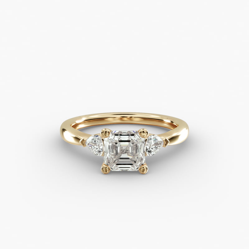 Pear Sidestone Lab-Grown Diamond Engagement Ring in 14k Yellow Gold (1/4 ct. tw.)