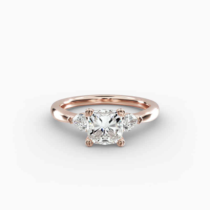 Pear Sidestone Lab-Grown Diamond Engagement Ring in 14k Rose Gold (1/4 ct. tw.)