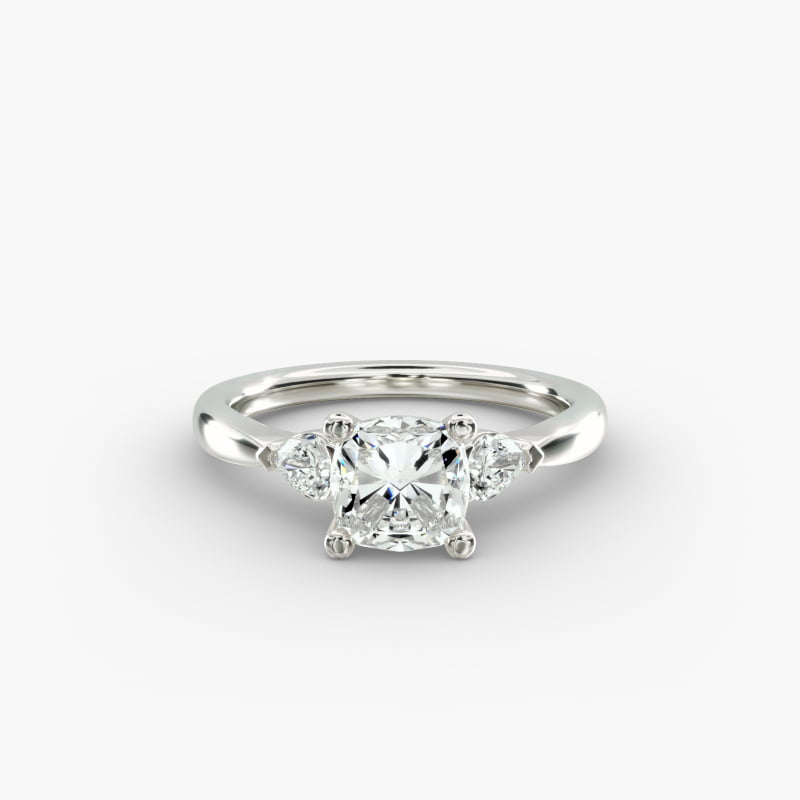 Pear Sidestone Lab-Grown Diamond Engagement Ring in 14k White Gold (1/4 ct. tw.)