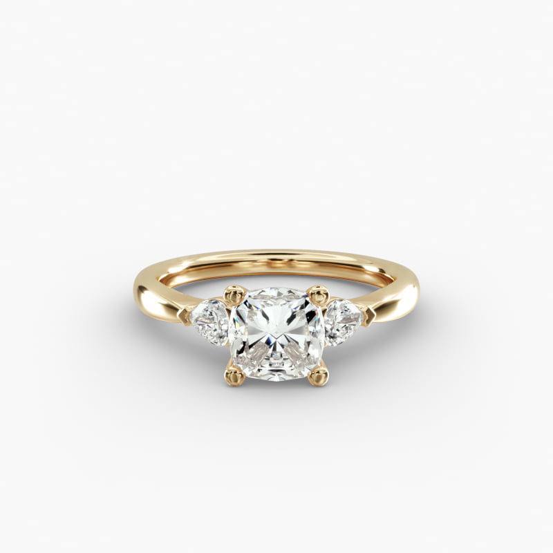 Pear Sidestone Lab-Grown Diamond Engagement Ring in 14k Yellow Gold (1/4 ct. tw.)
