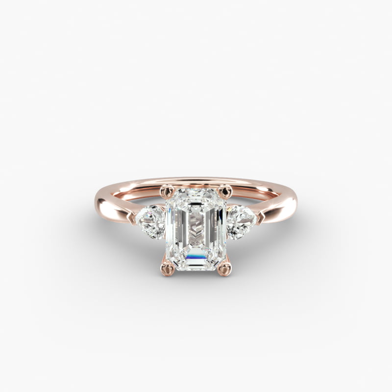 Pear Sidestone Lab-Grown Diamond Engagement Ring in 14k Rose Gold (1/4 ct. tw.)