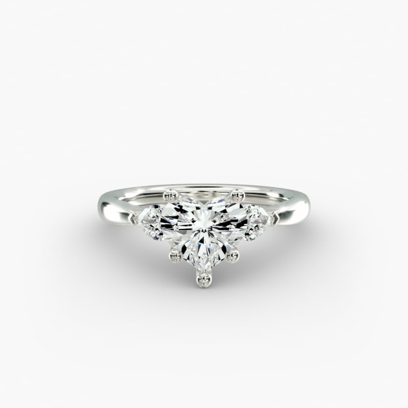 Pear Sidestone Lab-Grown Diamond Engagement Ring in 14k White Gold (1/4 ct. tw.)