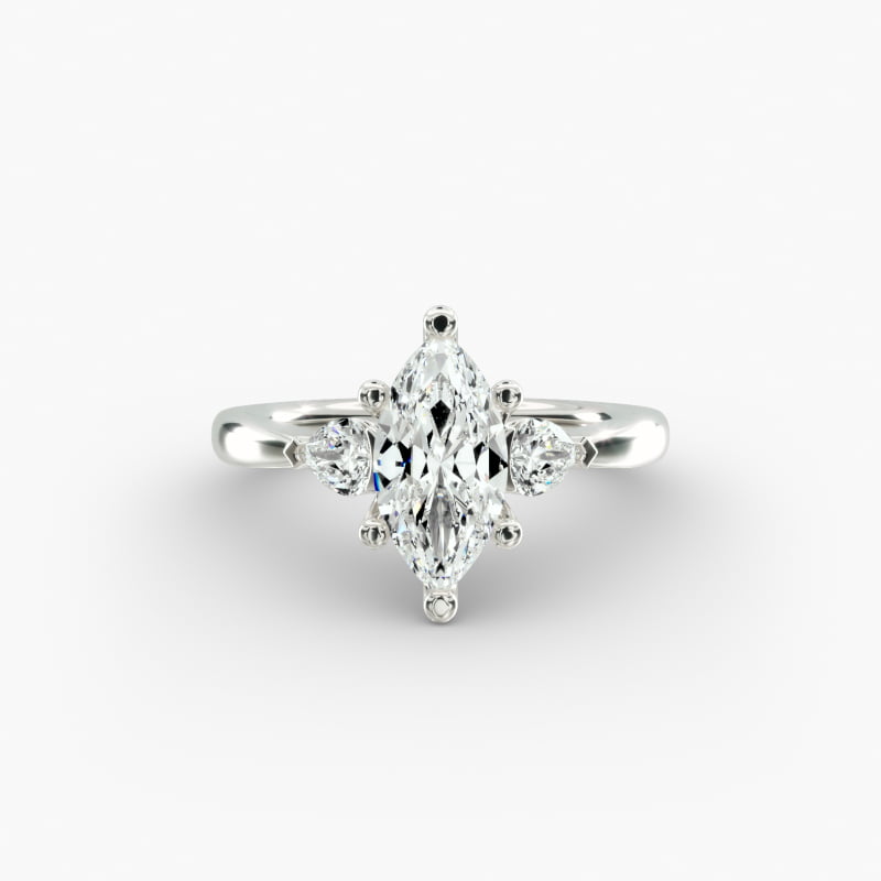 Pear Sidestone Lab-Grown Diamond Engagement Ring in 14k White Gold (1/4 ct. tw.)