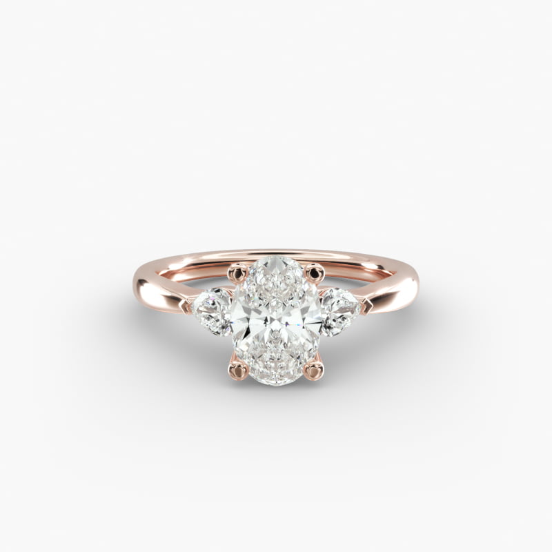Pear Sidestone Lab-Grown Diamond Engagement Ring in 14k Rose Gold (1/4 ct. tw.)