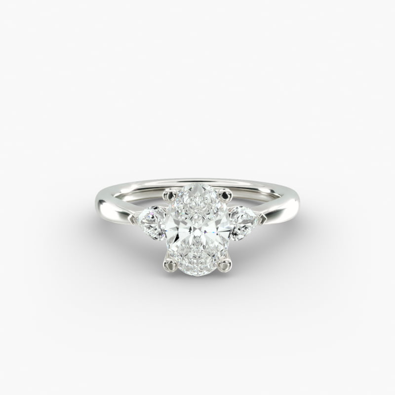 Pear Sidestone Lab-Grown Diamond Engagement Ring in 14k White Gold (1/4 ct. tw.)