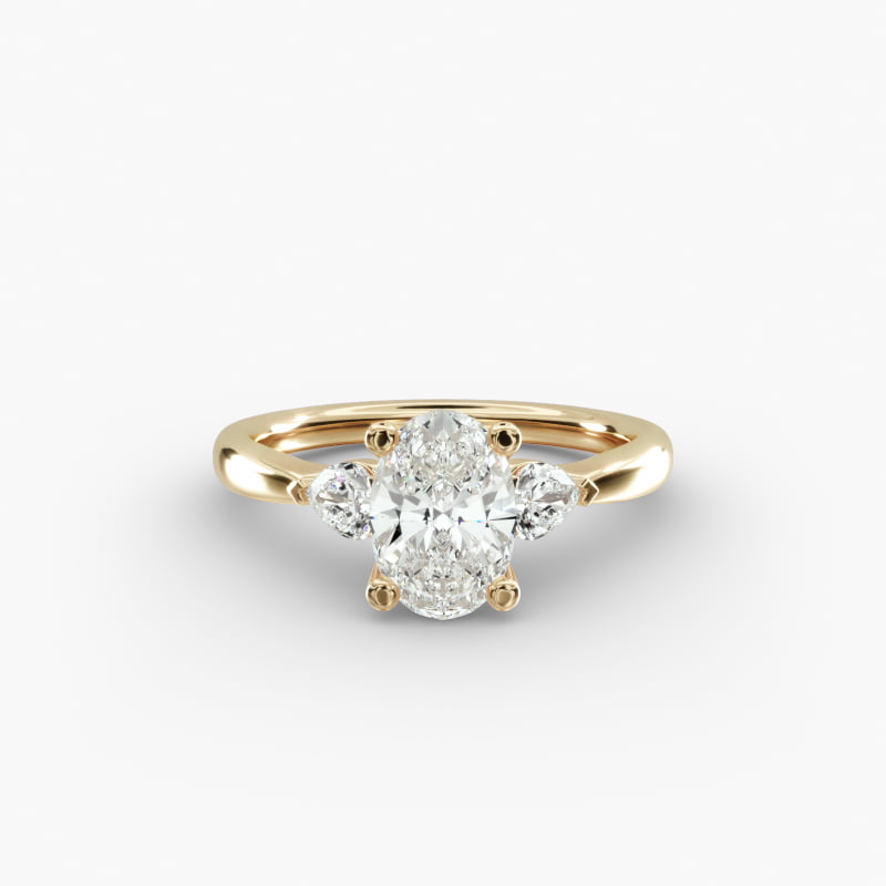 Pear Sidestone Lab-Grown Diamond Engagement Ring in 14k Yellow Gold (1/4 ct. tw.)
